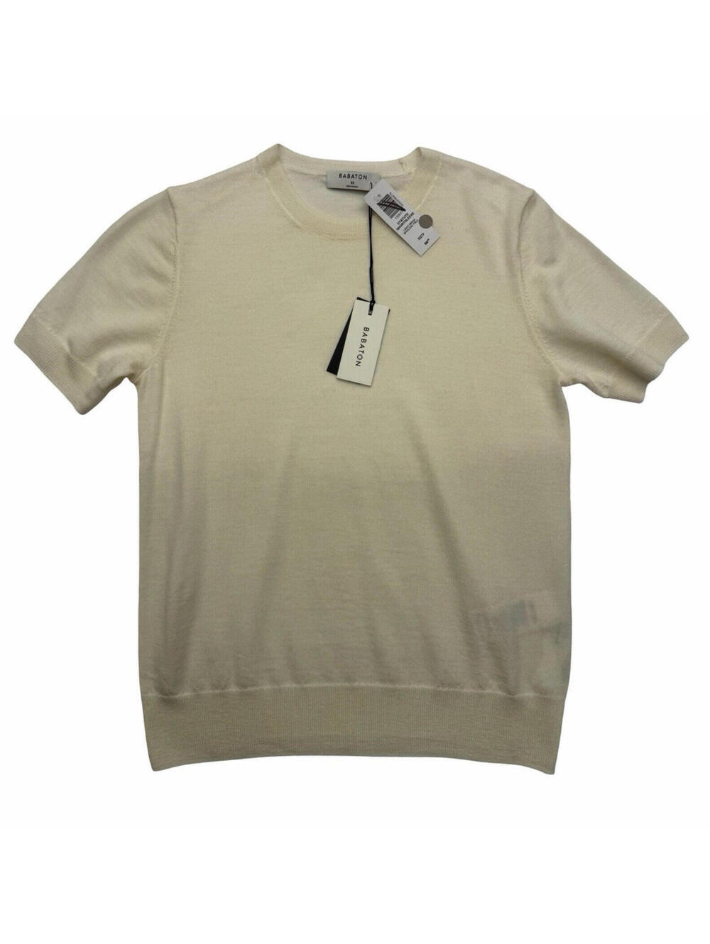 Aritzia Babaton Wool Statute Short Sleeve Knit Top Light Birch Size XS